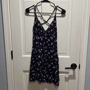 Navy Blue Floral mini dress